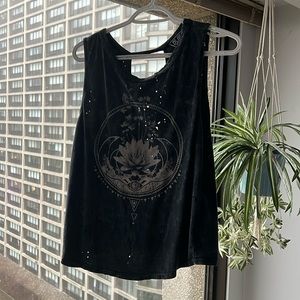 Lotus flower open bank distressed sleeveless top